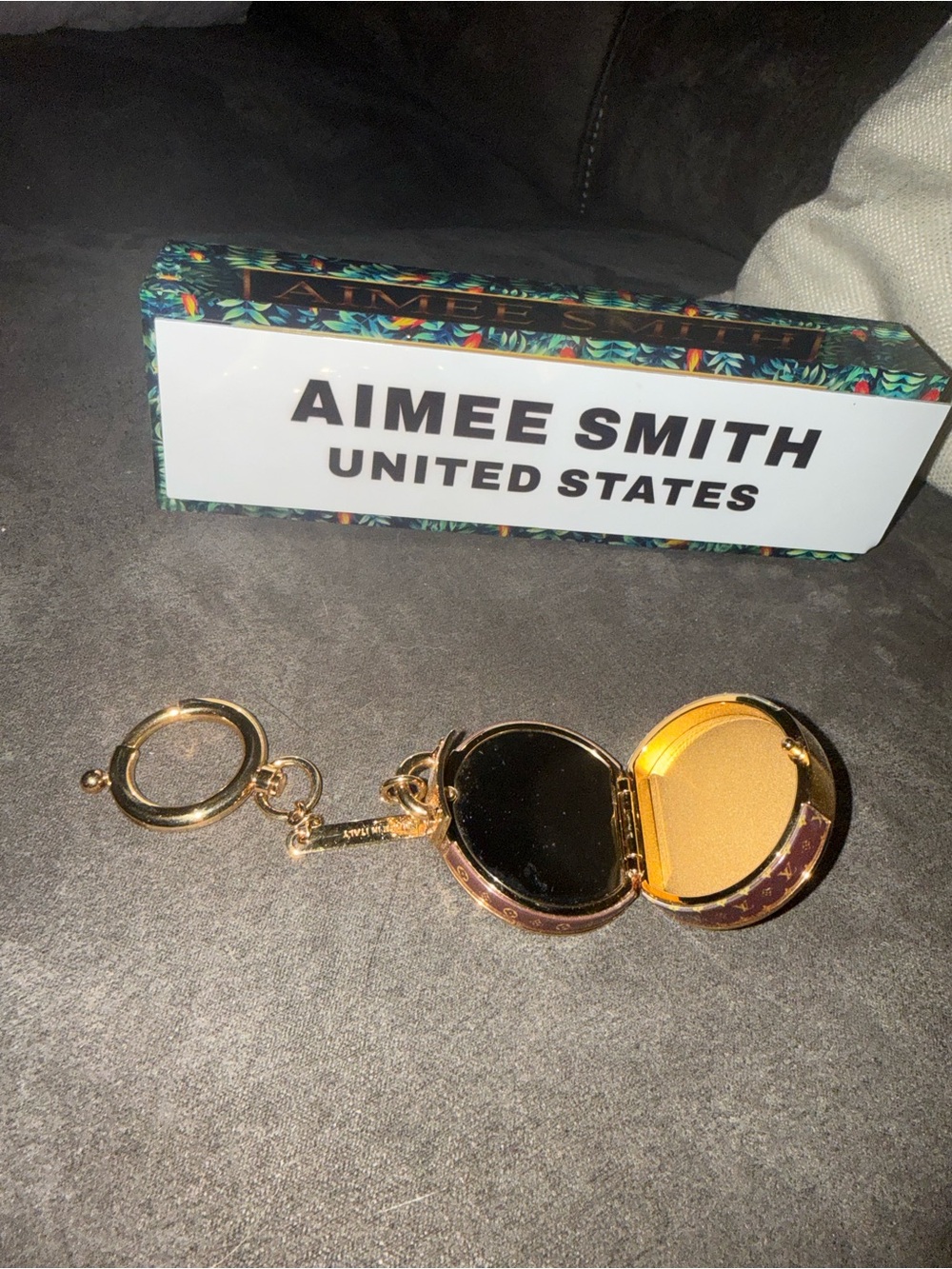 Louis Vuitton Gold and Brown Heart pill box  Keychain